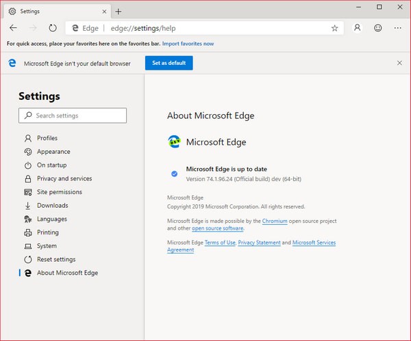 Microsoft Edge Dev