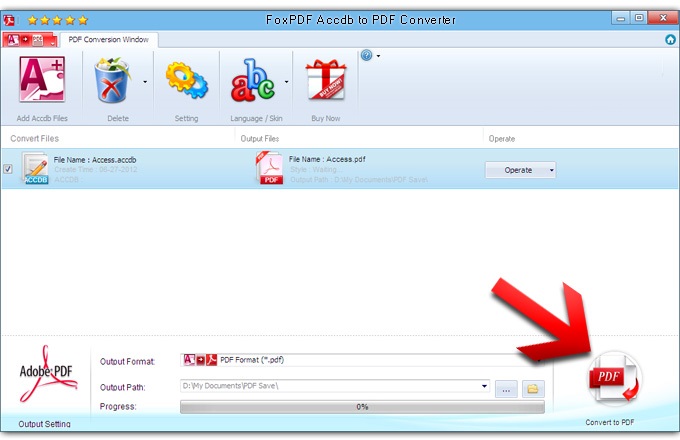 FoxPDF Accdb to PDF Converter