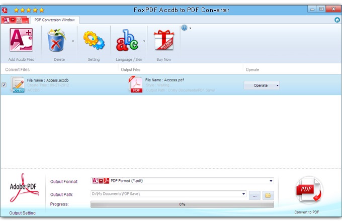 FoxPDF Accdb to PDF Converter