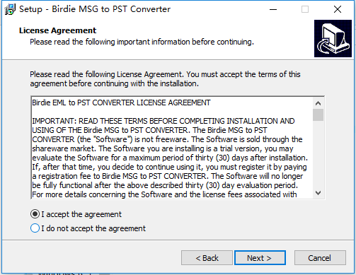 Birdie MSG to PST Converter