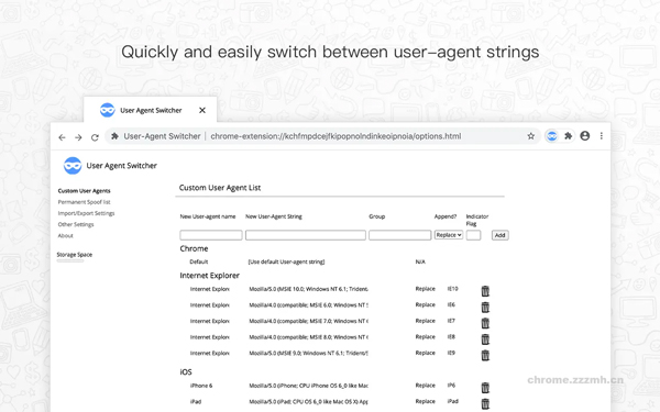 User Agent Switcher for Chrome