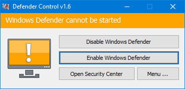 Defender Control(Windows Defender彻底禁用小工具)