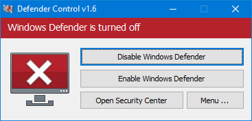 Defender Control(Windows Defender彻底禁用小工具)