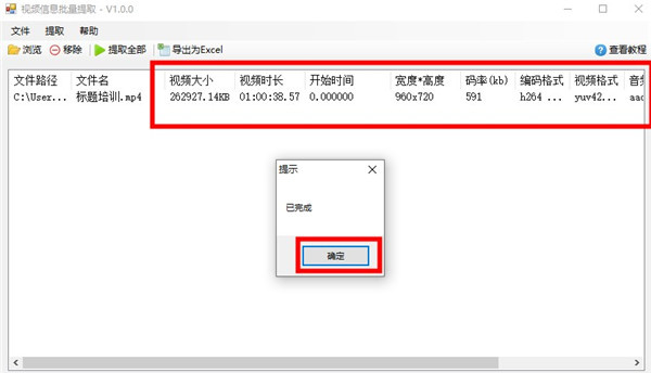 视频信息批量提取软件