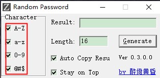Random Password随机密码生成工具
