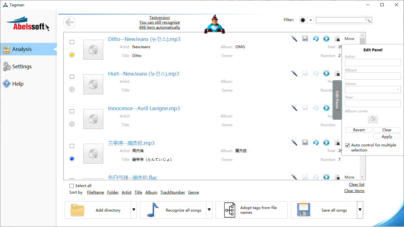 mp3标签批量修改器(Abelssoft Tagman)